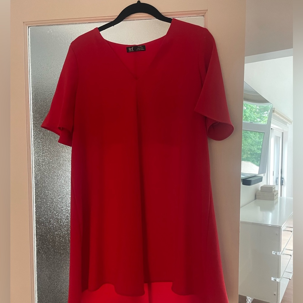 Best red dress ! Flattering ! Work or out!